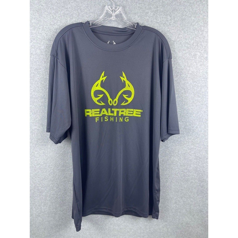 Realtree Fishing Shirt Men's XL Gray Short Sleeve‎ Performance Outdoor